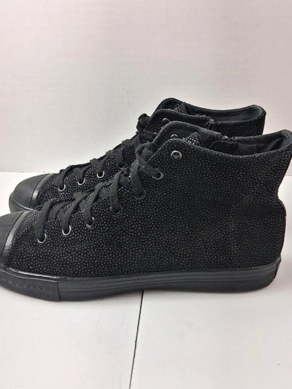 Skechers Street Womens High Top Sneakers 8.5 Black Leather Pebbled Zipper 774 - Picture 4 of 11